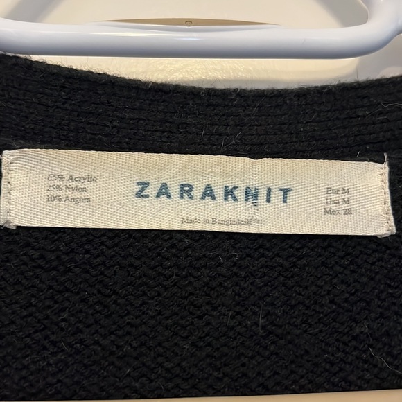 Zaraknit black cardigan. Good used condition. Acrylic, nylon angora blend. - Picture 4 of 4